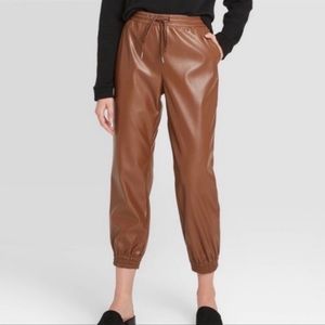 A NEW DAY Faux Cognac Leather Jogger Pants